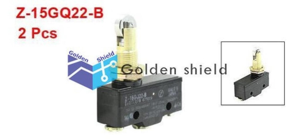 Z-15GQ22-B 2 Pcs 3 Screw Terminals Panel Mount Roller Plunger BasicLimitSwitch