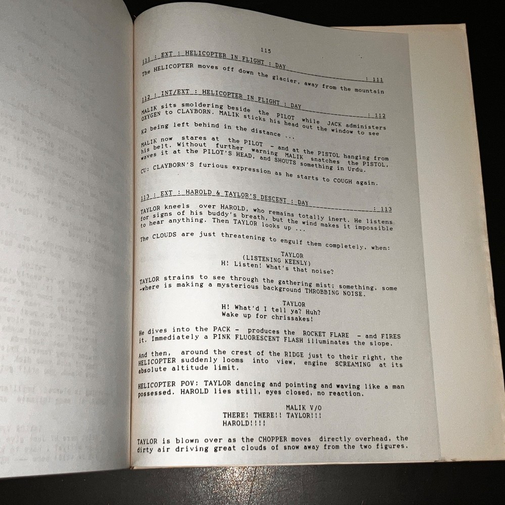 "K 2" (11/1/89) Mountain Climbing Dramatic/Adventure ~ CAA Agency Script + COA!