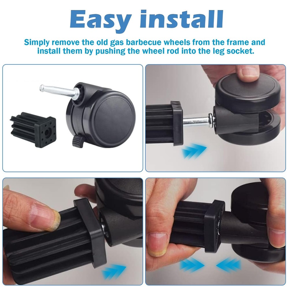 6414 Grill Wheels Replacement Includes Caster Insert Compatible with Weber，Ge...