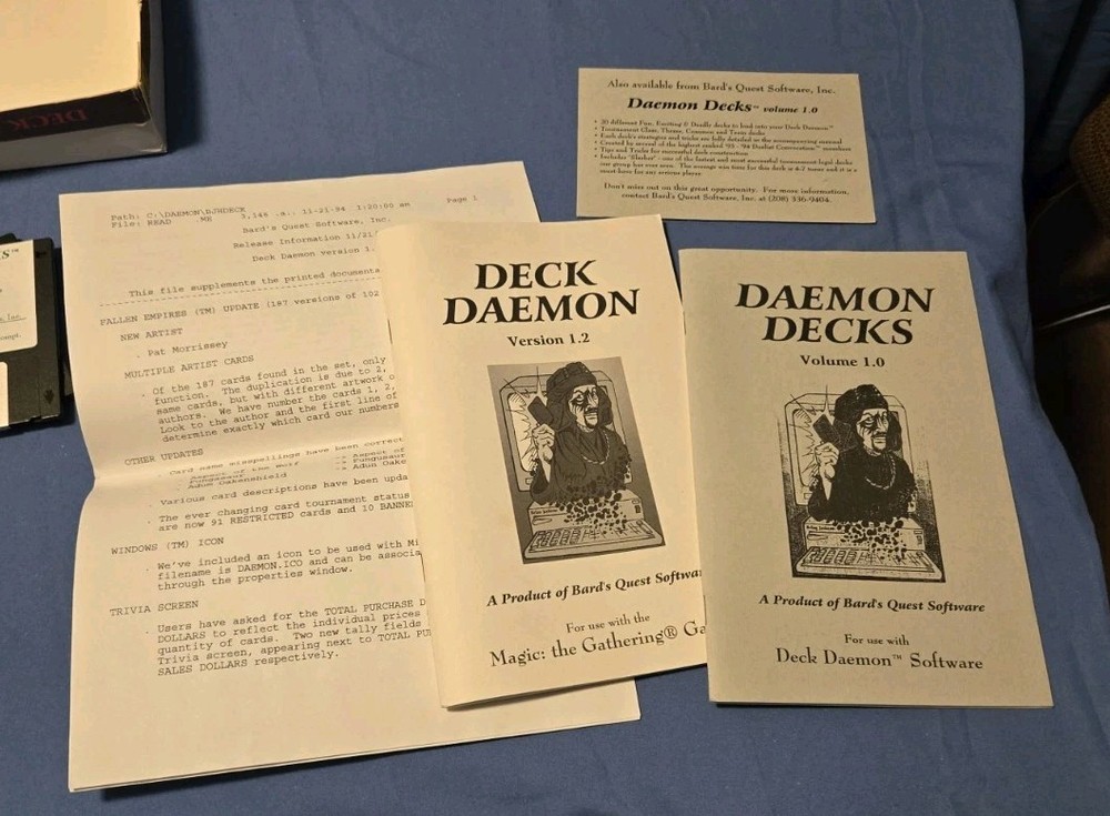 Very Rare Magic The Gathering Game Deck Daemon Ver 1.2 PC Bard's Quest Software