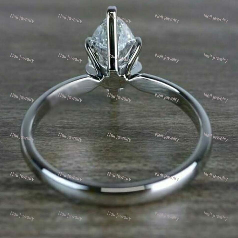 2 CT Marquise Cut Solitaire Moissanite Engagement Ring Solid 14k White Gold
