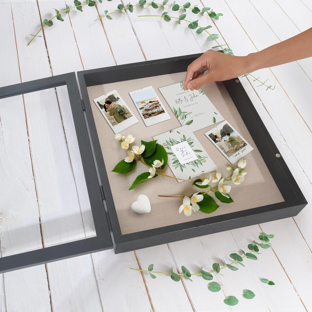 Stylish 11x14 Shadow Box Display Case with Front Opening & Secure Closure, Black