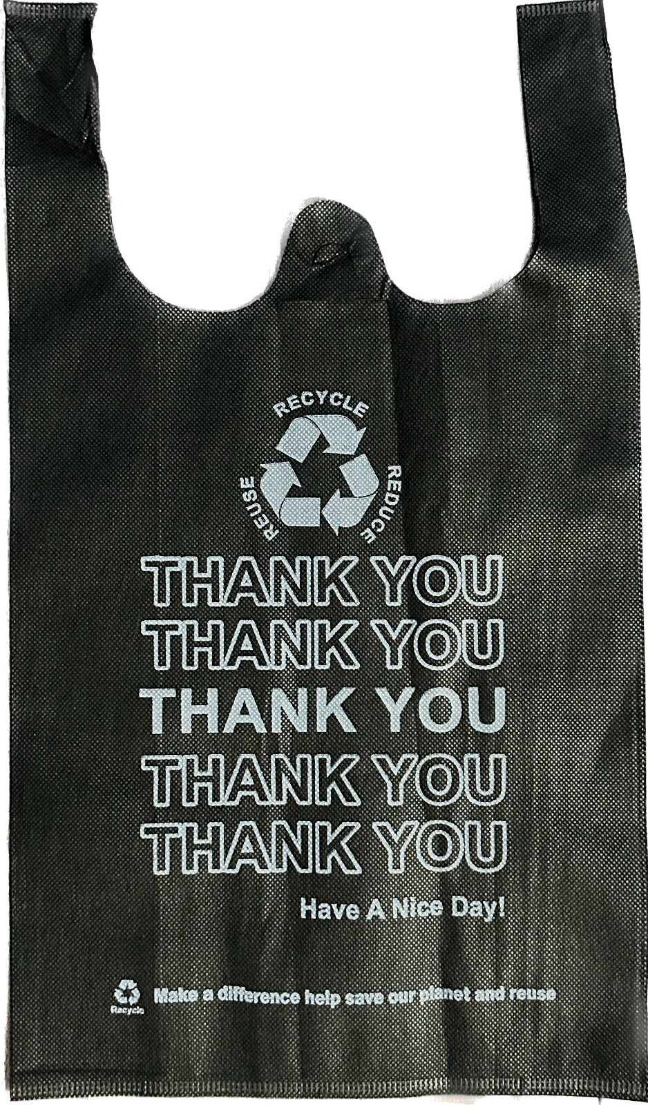 600-1000 Piece Bulk Reusable Non-Woven Fabric T-Shirt Grocery Bag Tote Thank You