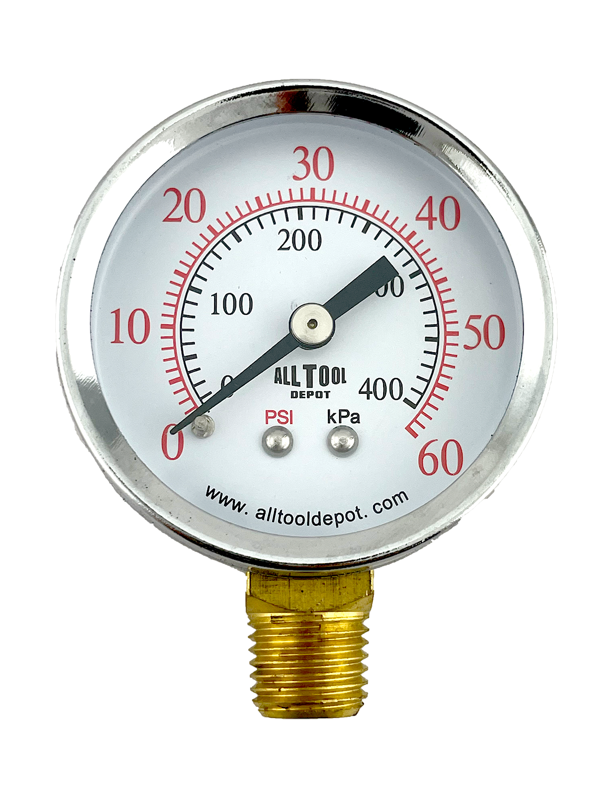 Air Pressure Gauge 2" Dial Side Mount 1/4"NPT - 0 to 60PSI