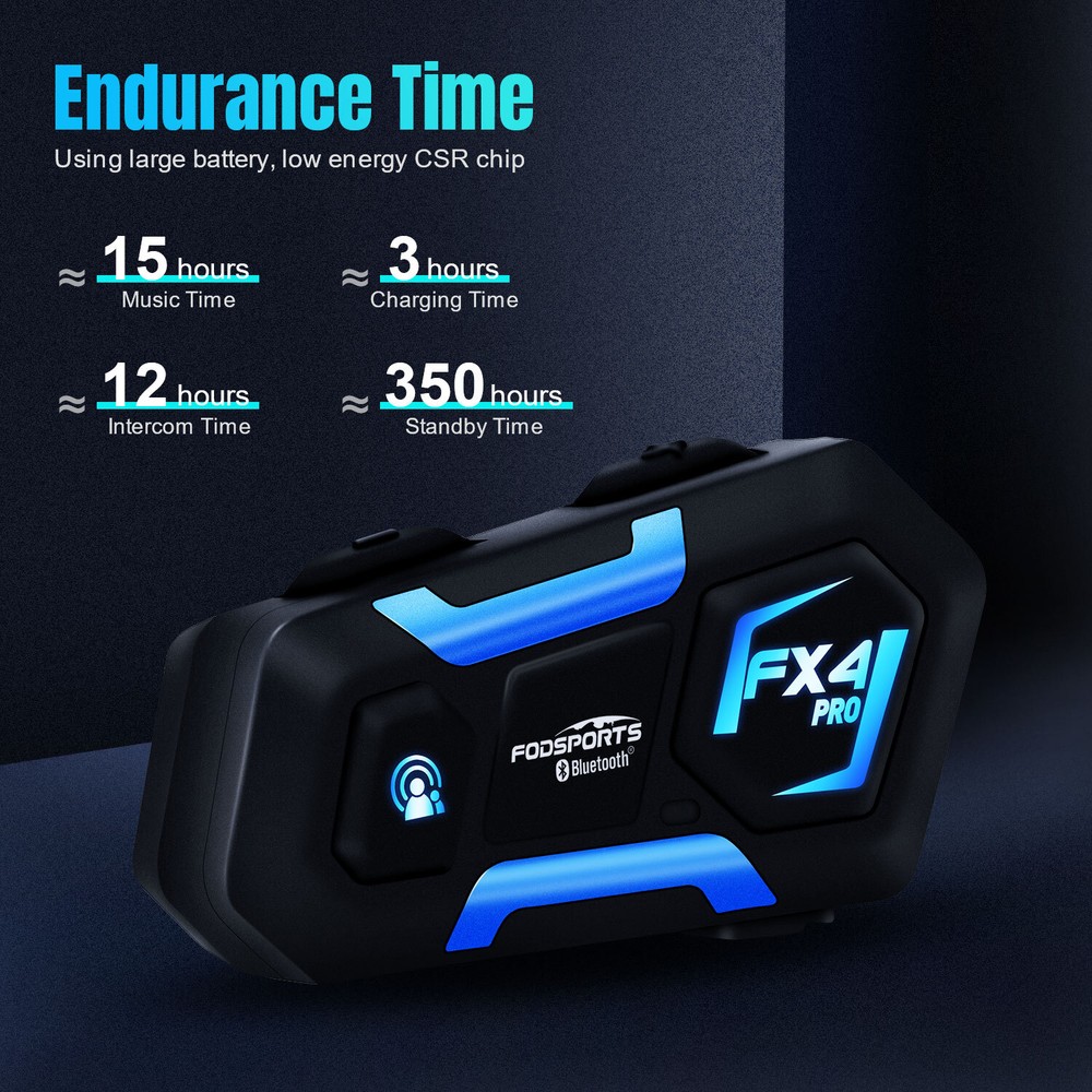4X FX4 1KM Motorcycle Helmet Interphone 4Way Bluetooth Intercom Headset Wireless