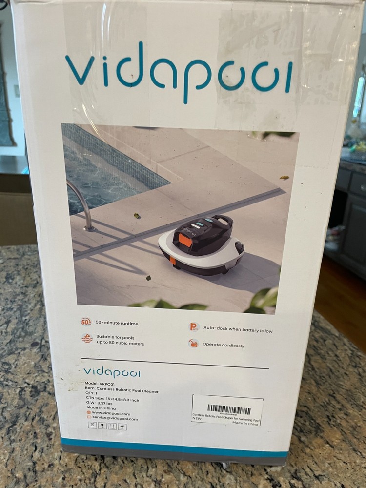 Vidapool Cordless Robotic Pool Cleaner, Portable Pool Vacuum VRPC01