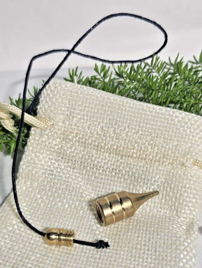 Conical Shaped Dowsing Biolocation Pendulum Brass Gold Toned Gift With Thread