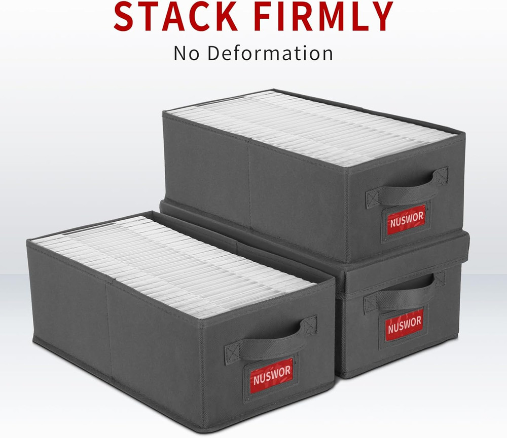 Premium DVD Storage Box - Stackable DVD Case Holder Organizer, DVD Storage Solut