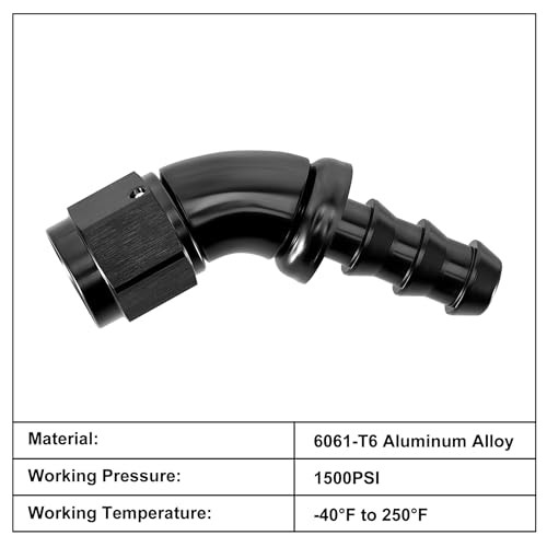 Push Lock Fitting One Piece Full Flow Hose End 10AN 45 Degree