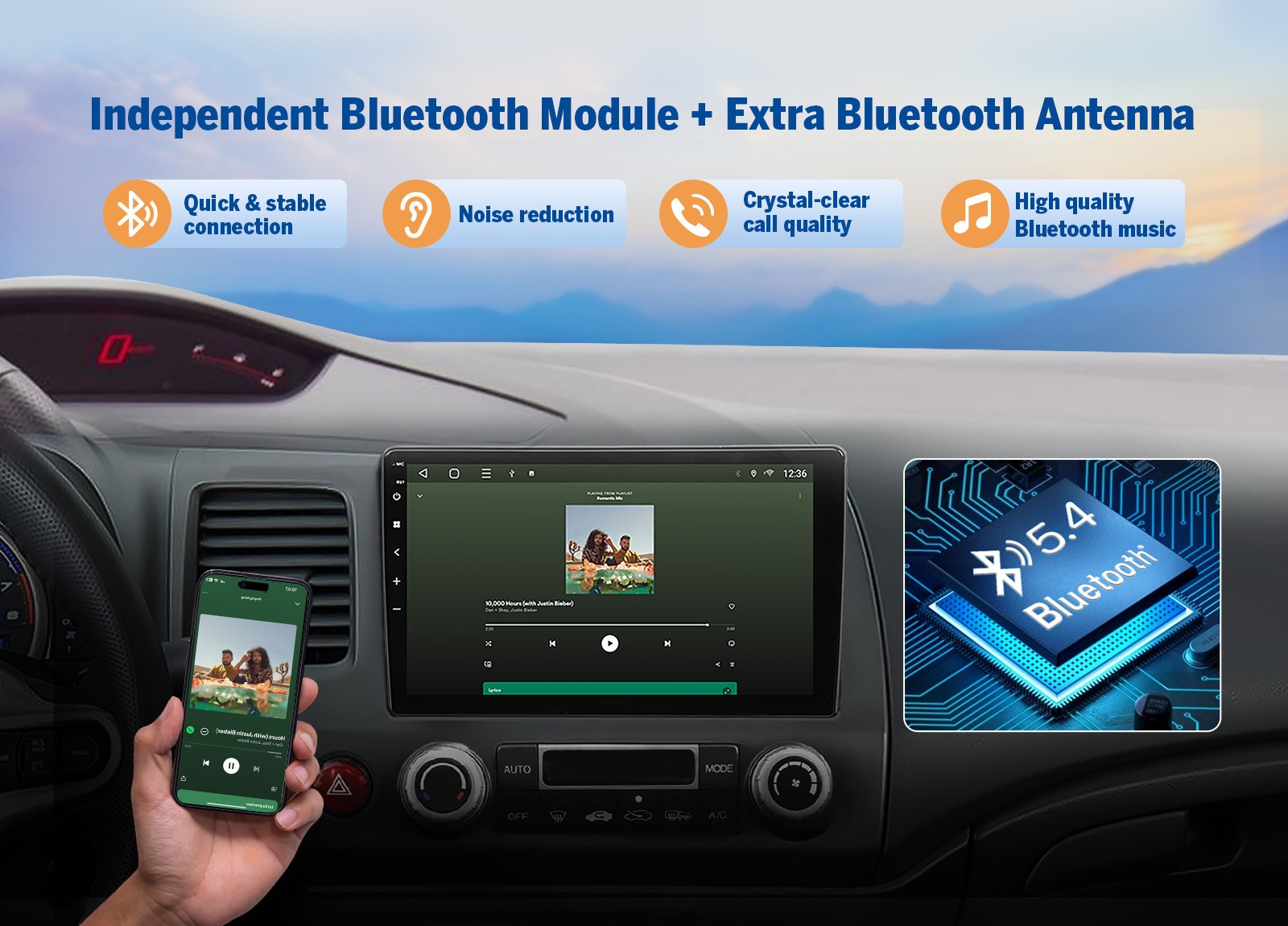 10.1" Touch Screen Carplay Android 14 For 06-11 Honda Civic Car Stereo Radio GPS