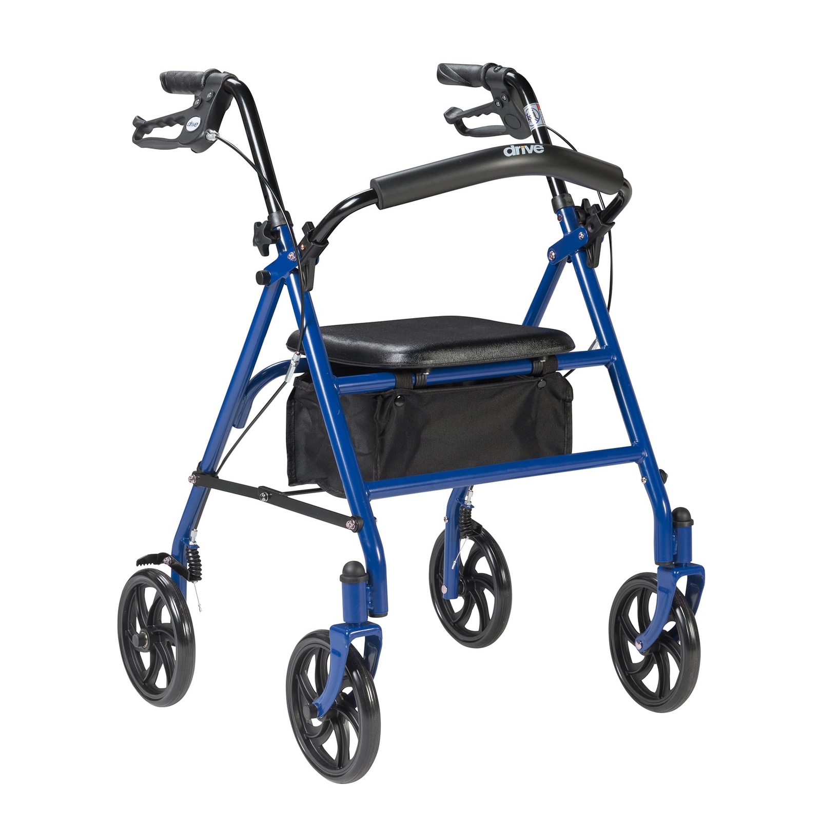 Drive Medical 10257BL-1 4 Wheel Rollator Walker With Seat, Steel Rolling Walker,