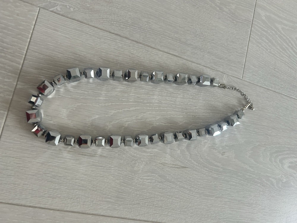 Sparkly Silver Coloured Cube Necklace