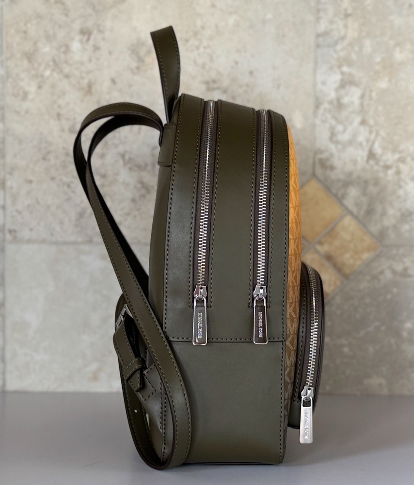 Michael Kors Jaycee Medium Zip Pocket Backpack MK Ombre Olive Multi