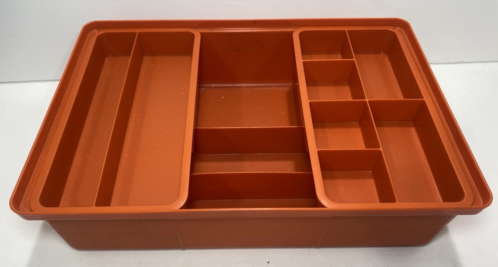 3pc Tupperware Tuppercraft Plastic Red Sewing Box Kit Set 611