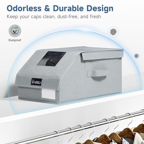 4 Pack Stackable Hat Organizer for Baseball Caps, Clear Hat Storage Box with