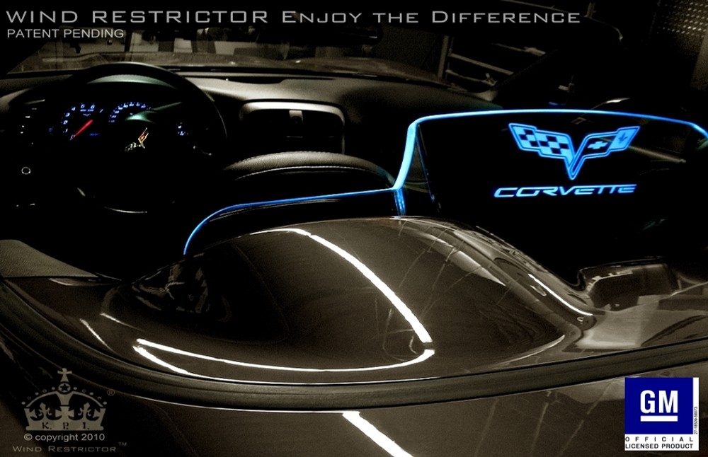 WindRestrictor® Wind Deflector screen blocker for C6 Corvette Convertible blue