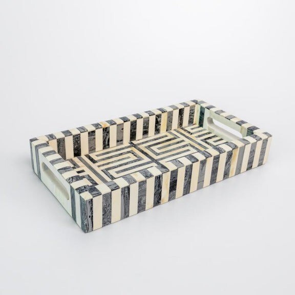 Bone Inlay Tray-handmade Maze