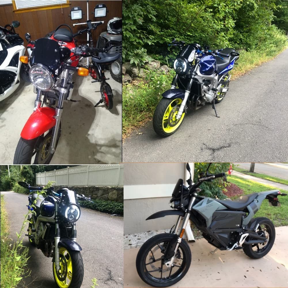 Universal Motorcycle Headlight Fairing Windscreen Windshield 5-7'' Round Black