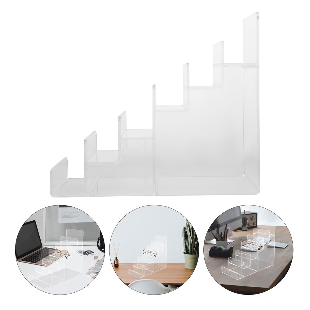 6 Tier Acrylic Trapezoidal Storage Rack Multi-Layer Clear Display Stand for W...