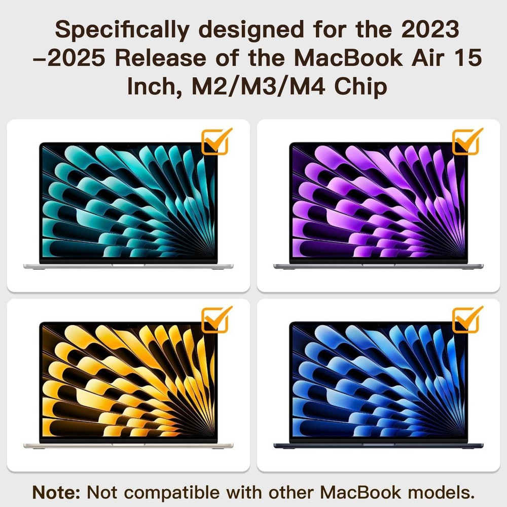 2 Pack Compatible with MacBook Air 15 Inch Screen Protector (M2, M3, M4), Mat...