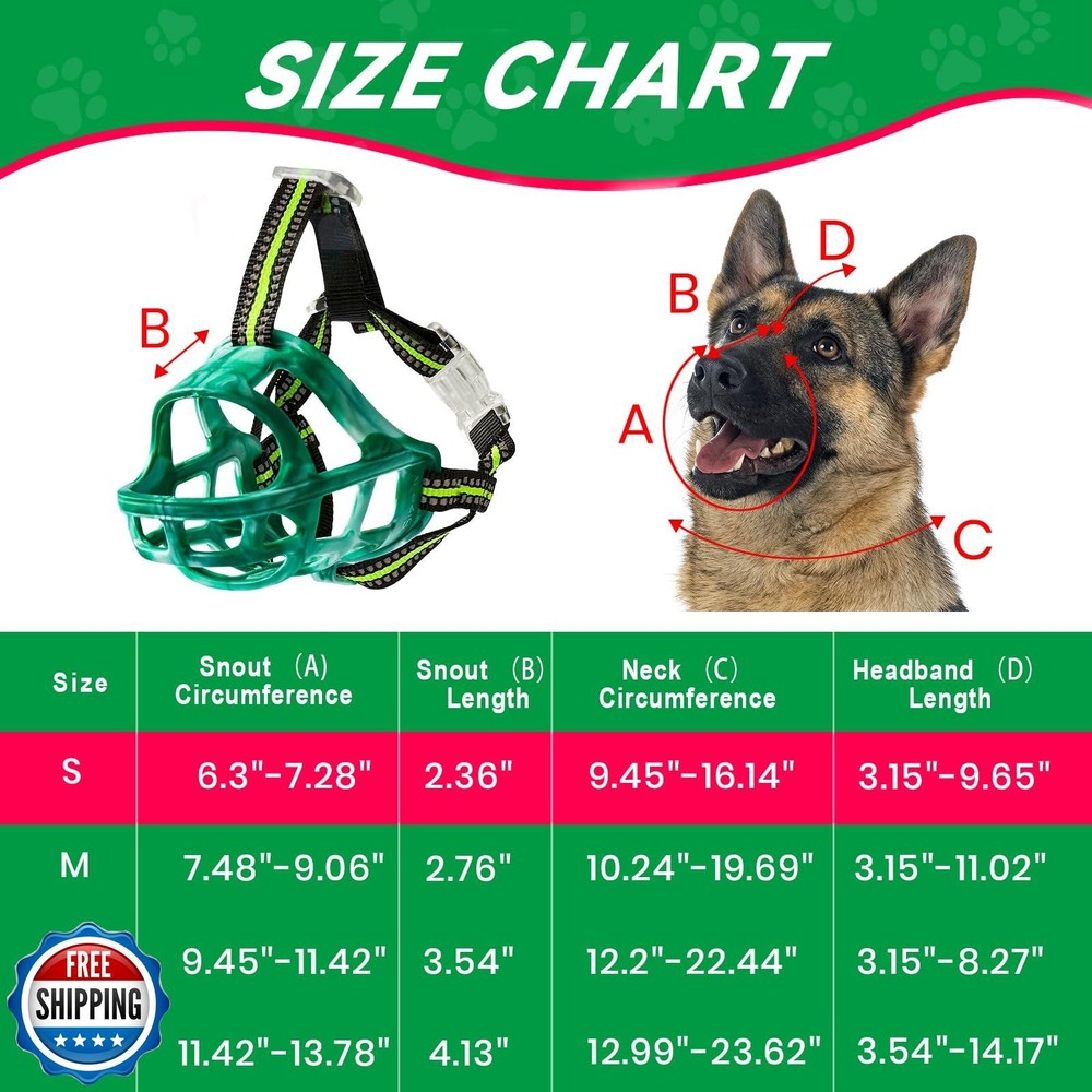 OKKIC Dog Muzzle, Basket Muzzle for Small Medium Large Dogs, Anti-Biting and