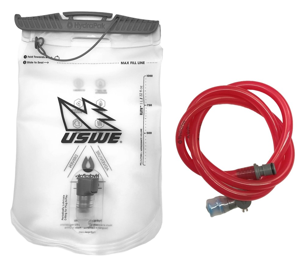 USWE 1.0 L Elite Hydration Bladder w/Plug-N-Play Coupling Clear
