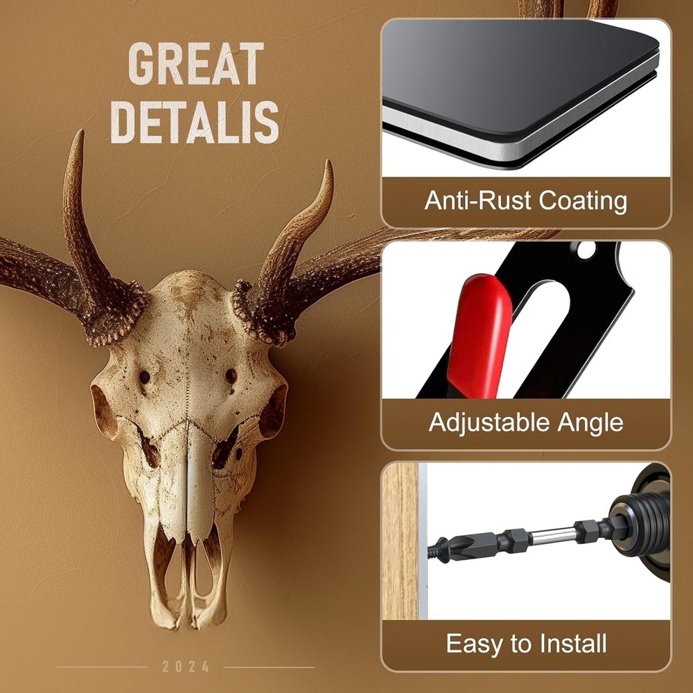 6-Pack Deer Skull Mount Hanger with Silicone Protector - Durable & Elegant
