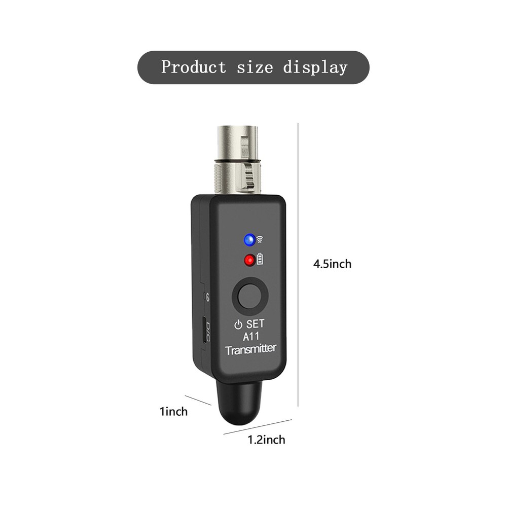 Wireless Microphone System XLR Transmitter Receiver Rechargeable Speaker Adapter