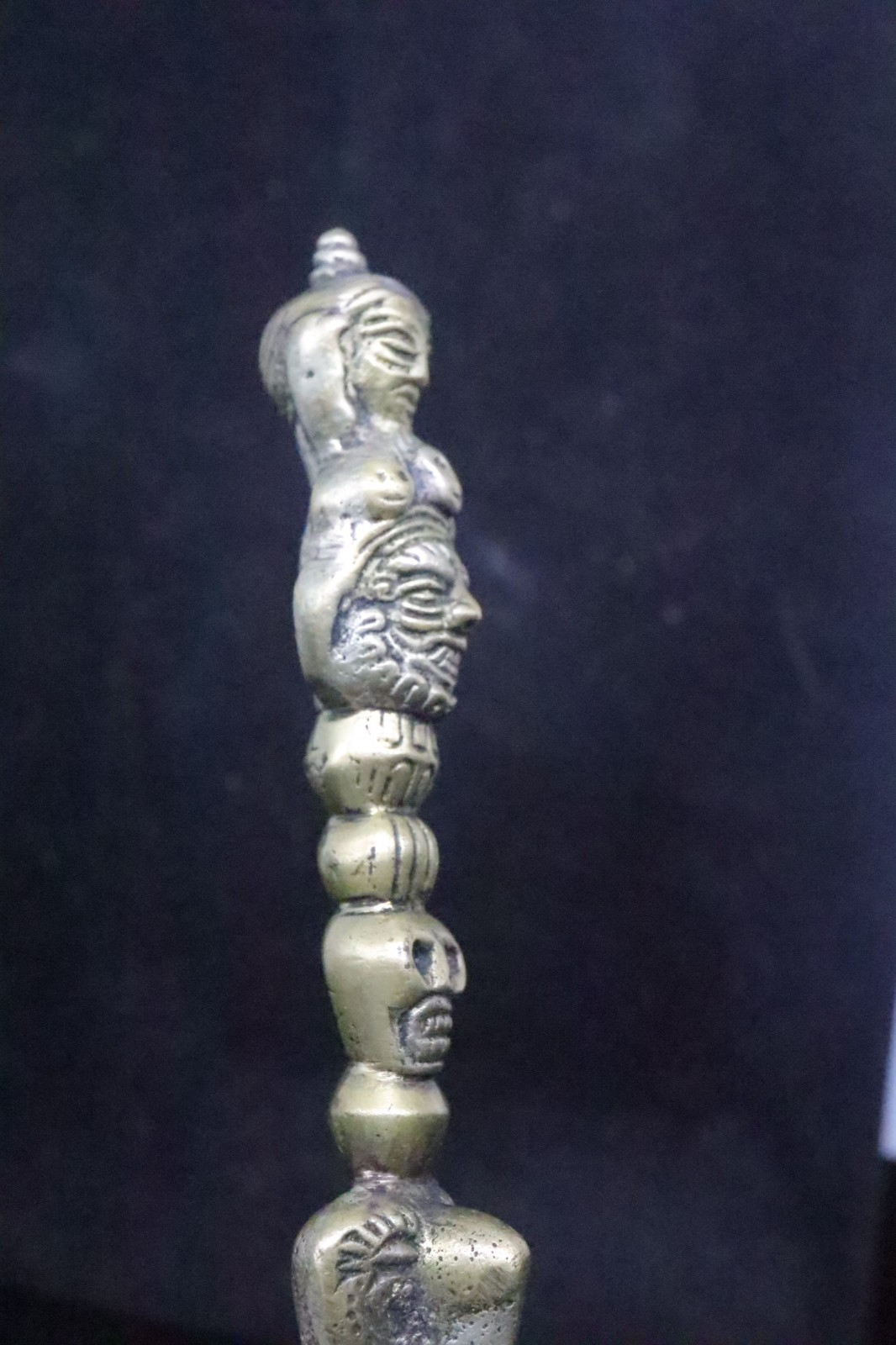 Tibetan Buddhist Tantric Ritual Stake Brass Deity Skull Torma Peg 7in