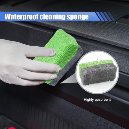 12PCS Ceramic Coating Applicator Sponge, Microfiber Rectangular Auto Green