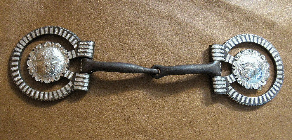 E Garcia Brown Large Concho D Ring Snaffle Silver Bit