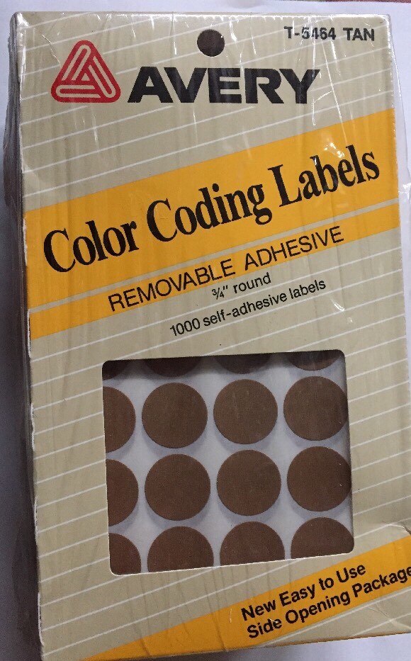 avery label T-6464 Tan 3/4” Round Self Adhesive 2 PKG.=2000 pcs.