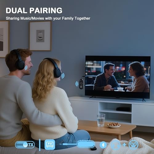 Bluetooth 5.4 Transmitter Receiver, 2 in One Airplane Audio Adapter with Low