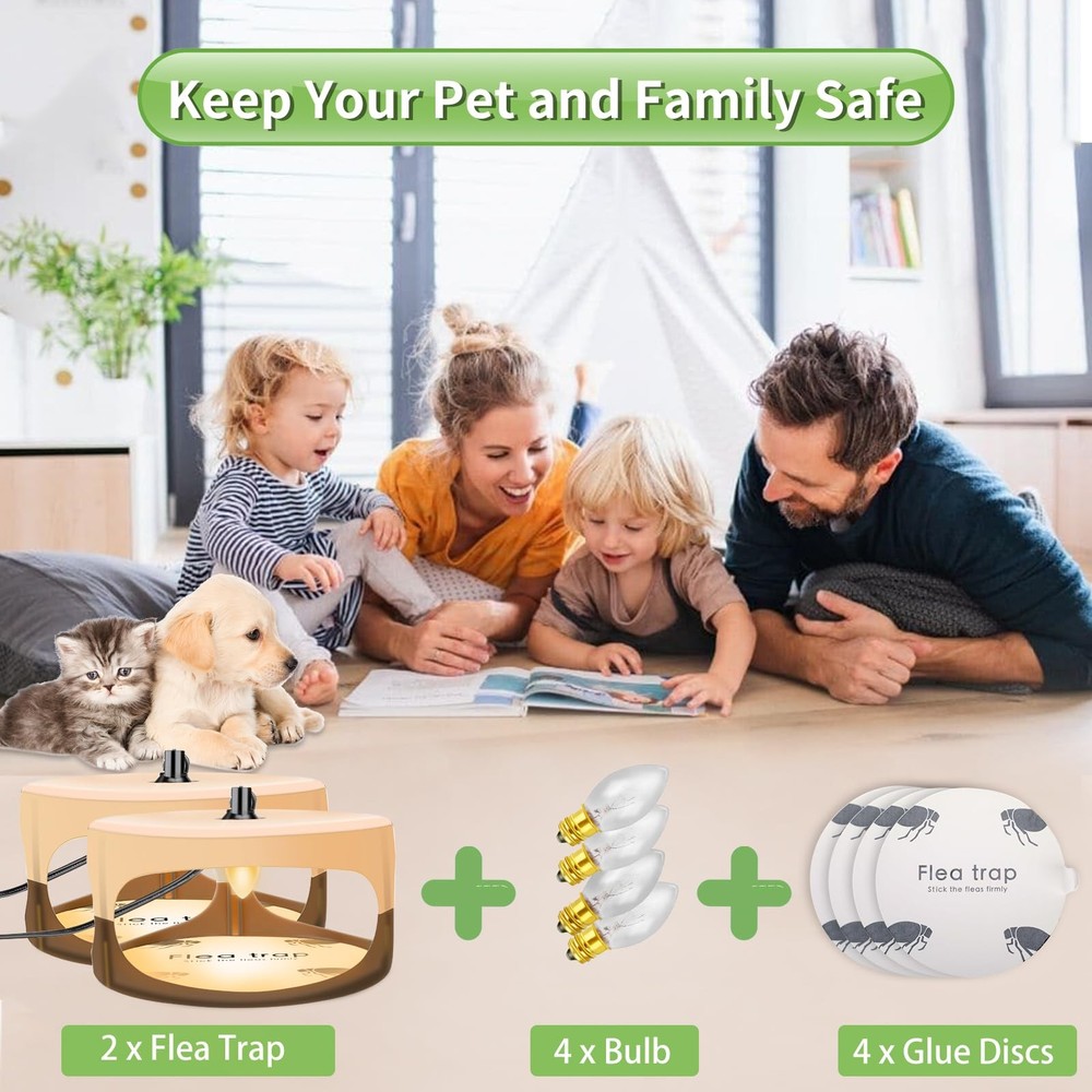 Flea Traps for Inside Your Home,New Bed Bug Trap with Light Refills and Stick...