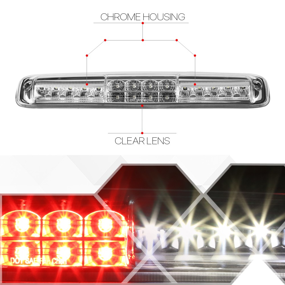 Clear Rear LED Third[3rd]Brake Light Cargo Functioned for 99-07 Silverado/Sierra