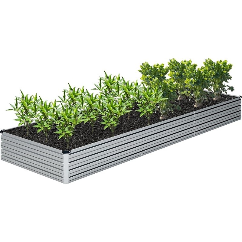 2PCS 12x4x1FT Galvanized Raised Garden Bed Kit Vegetable Boxes-Rectangle Box