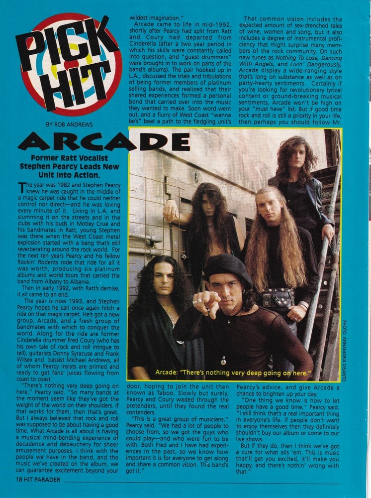 ARCADE-STEPHEN PEARCY & FRED COURY-ORIG 1993 FULL PAGE MAGAZINE ARTICLE CLIPPING