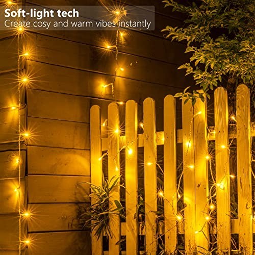 36ft 100 LED Battery Operated String Lights - Waterproof, Timer, 8 Modes, Warm W