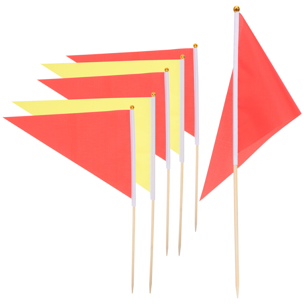 10 Pcs Polyester Triangle Bunting Golf Cart Flags Outdoor Red Stick
