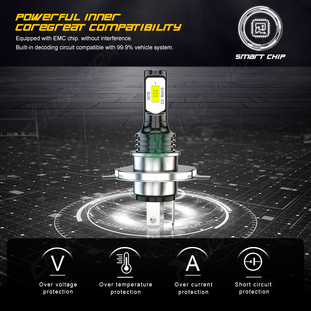 2 H4 SUPER Bright LED Headlight For Ski-Doo MXZ 700 1999-2003 Snowmobile Bulbs