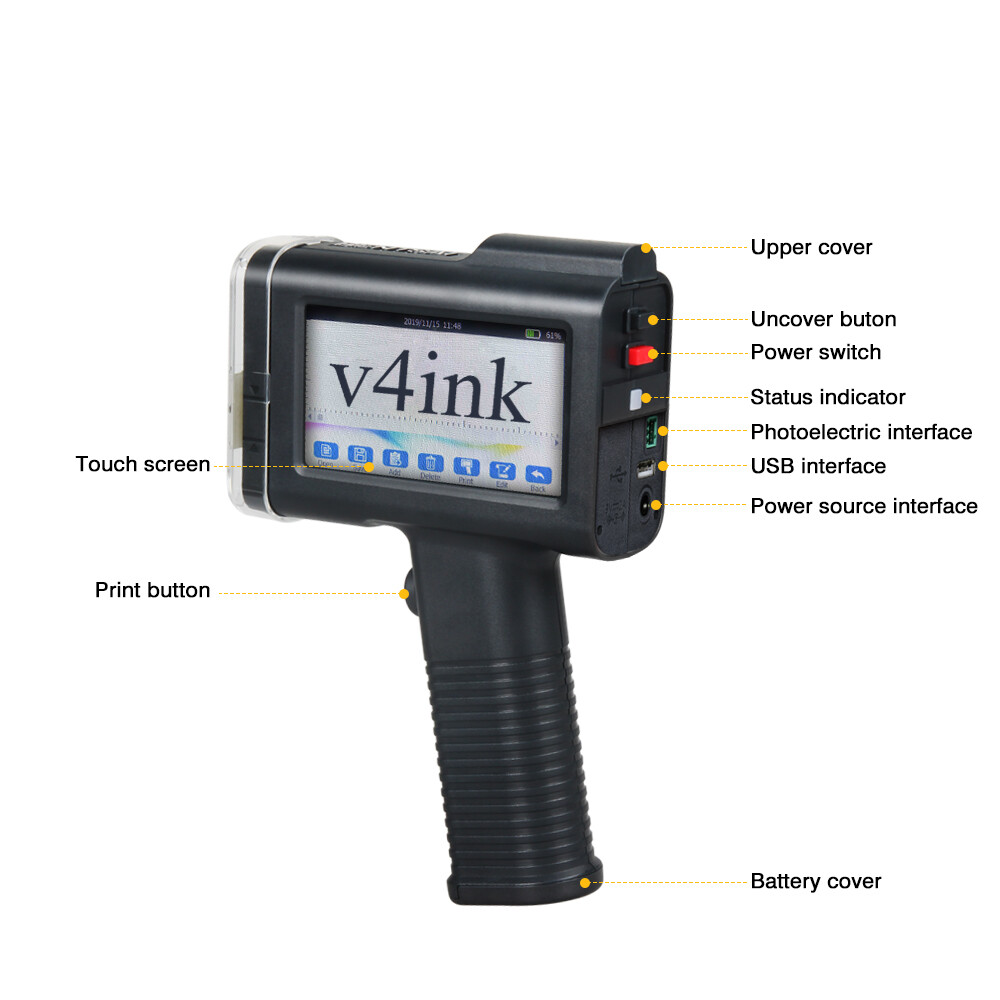 BENTSAI Handheld Inkjet Printer for Date Word QR Code Barcode Logo Machine DIY