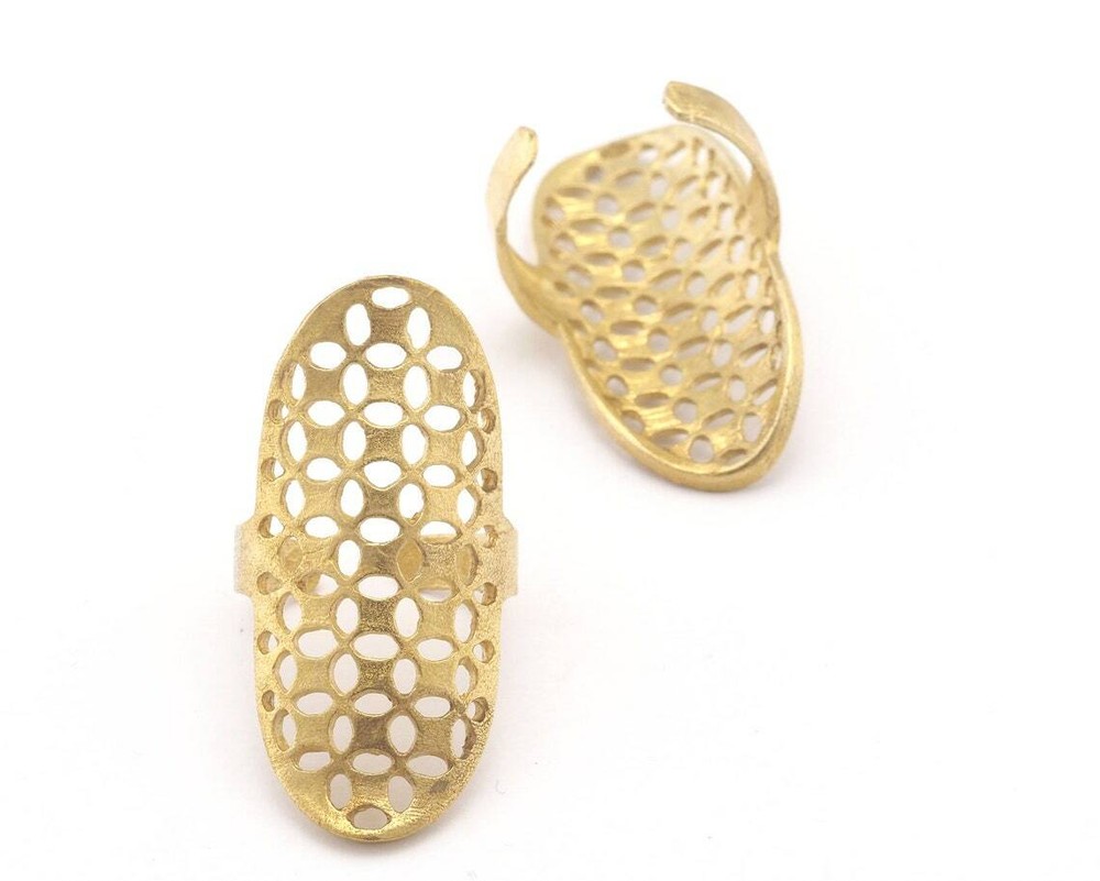 Statement Adjustable Ring Mesh Raw Brass (16mm 5.5US inner size) 3222