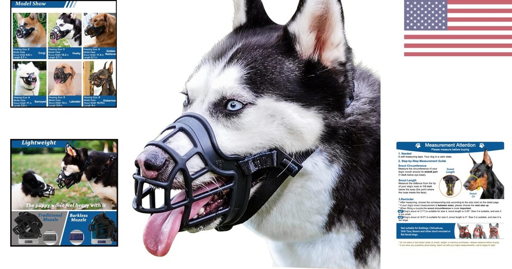 Malleable Silicone Dog Muzzle - Lightweight, Safe for Grooming & Training