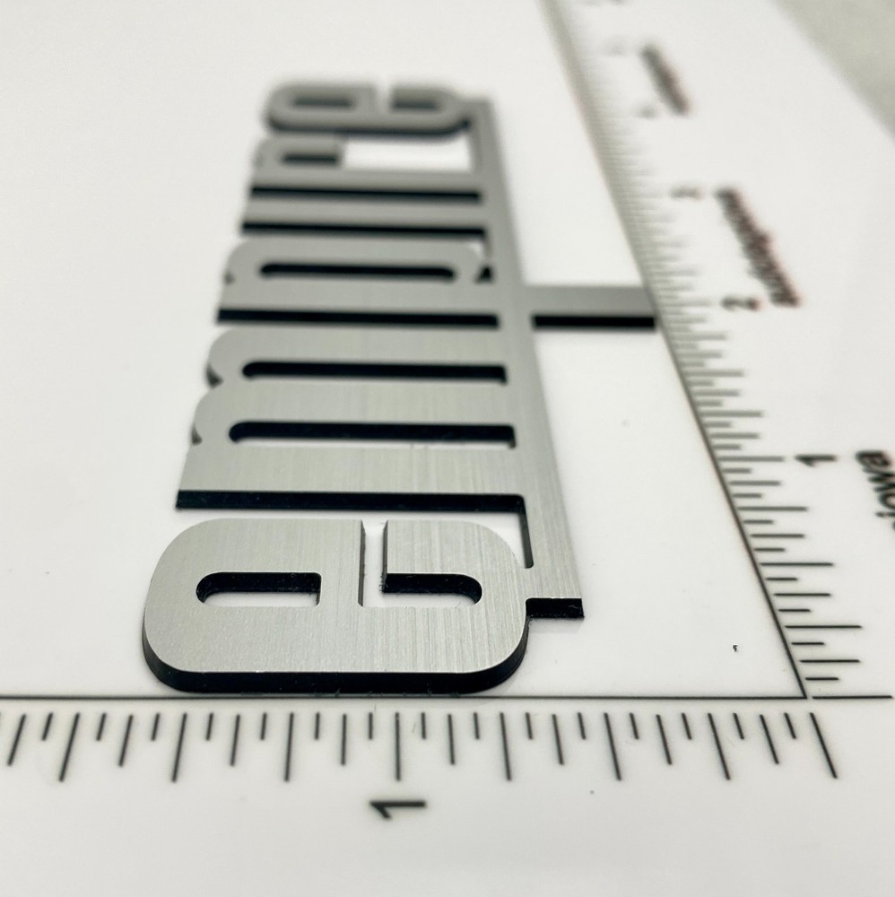 Empire Turntable Logo Badge Custom Incised Acrylic Silver Version