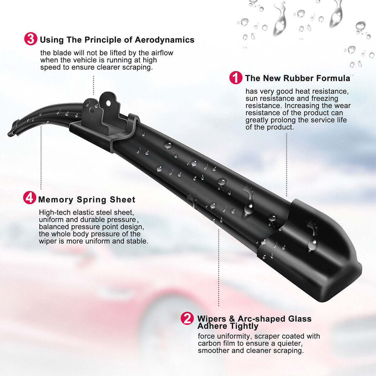 Pair Windshield Wiper Blades J-hook Quality 22" & 22" Inch Bracketless Frameless