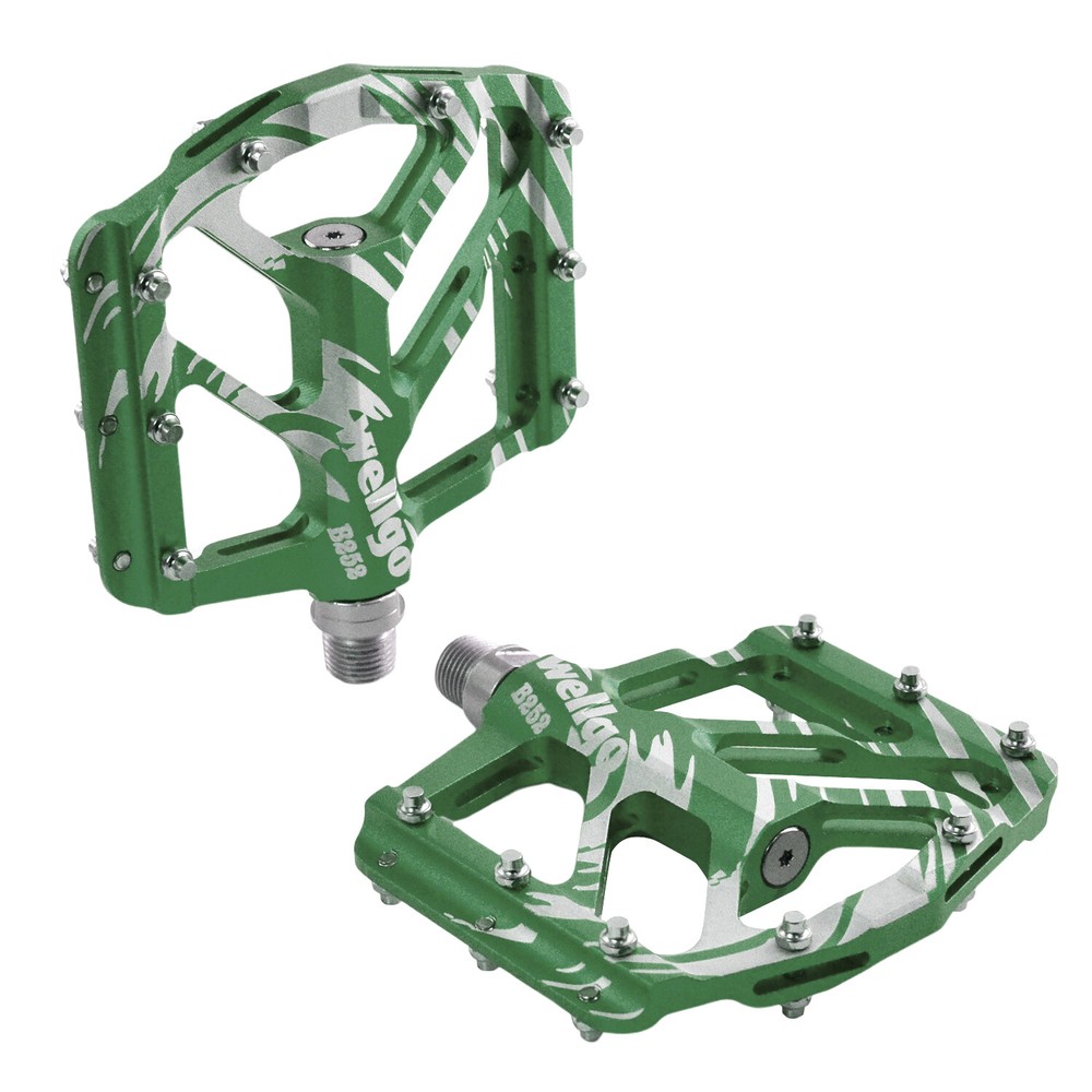 Wellgo B252 Flat Pedals Low Profile Design , Green