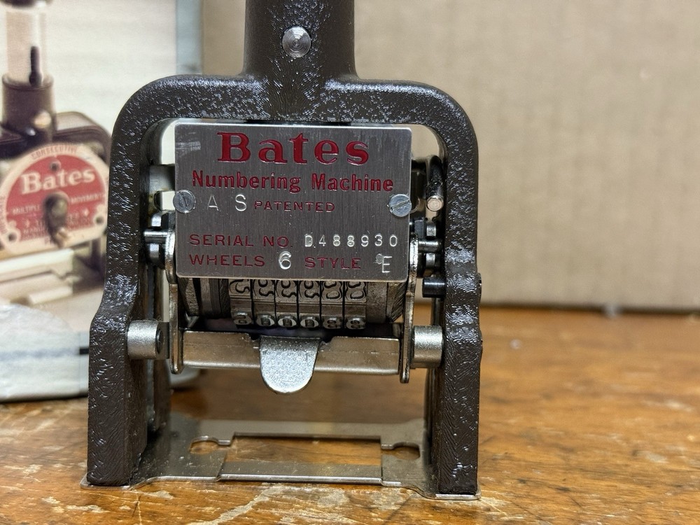 Vintage Bates Multi Movement 6 Wheel Numbering Machine Stamp 4 Function NOS