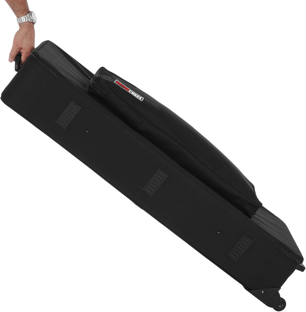Cases Lightweight Keyboard Case with Pull Handle and Wheels, Fits Standard 61 No