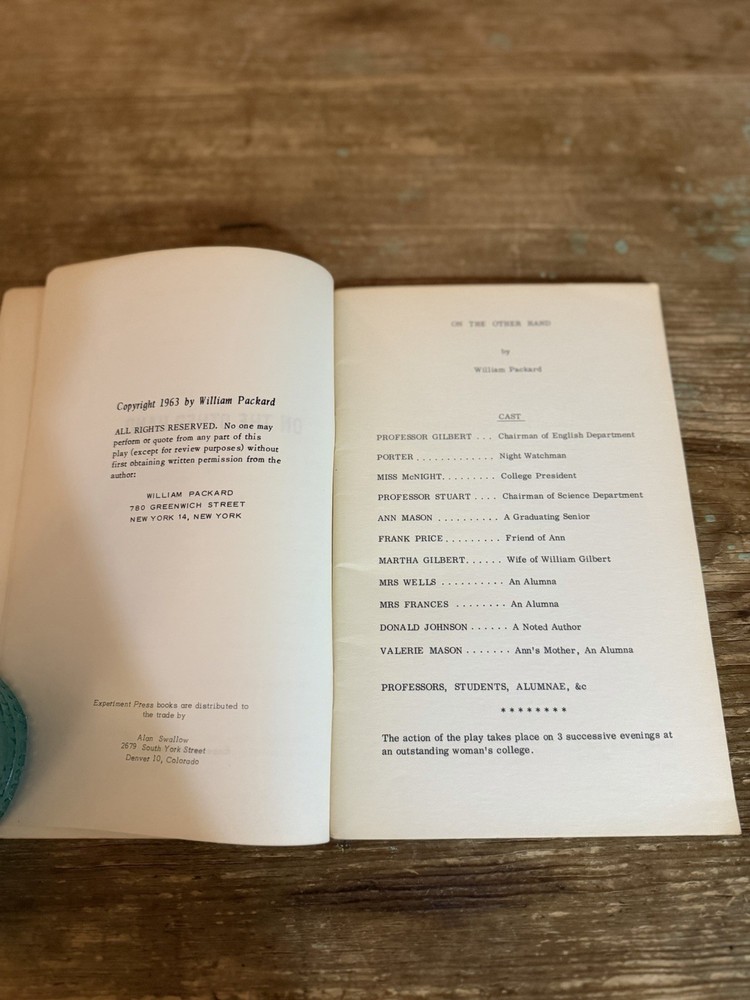ON THE OTHER HAND by .William Packard