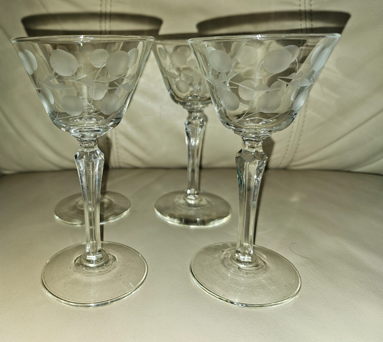 Vintage Libbey Carlton Dots Cherries Nick & Nora Glasses 5¾" set of 4